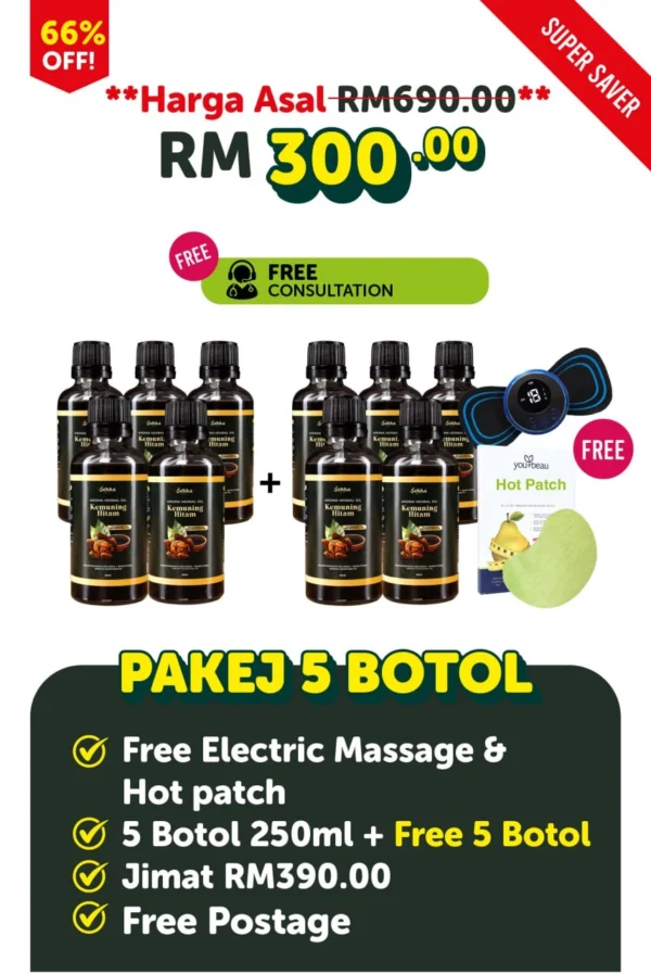 Minyak Sehha 100ml 5 Botol Free 5 Botol